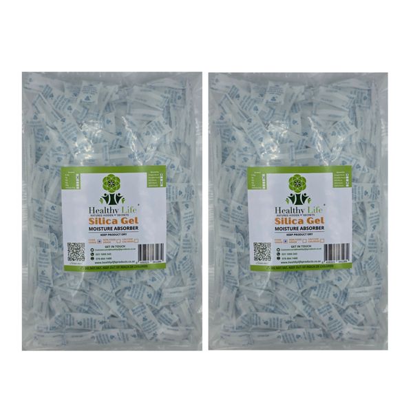 Healthy Life Desiccant Silica Gel -Food Grade- 1g Sachets - 500 x 2 Packs