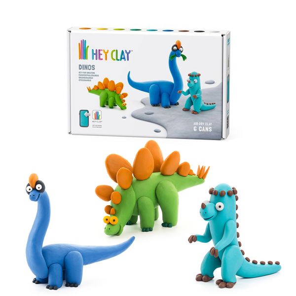 Hey Clay: Modelling Air-Dry Clay with Fun Interactive App - 3 Dinos, 6 Cans