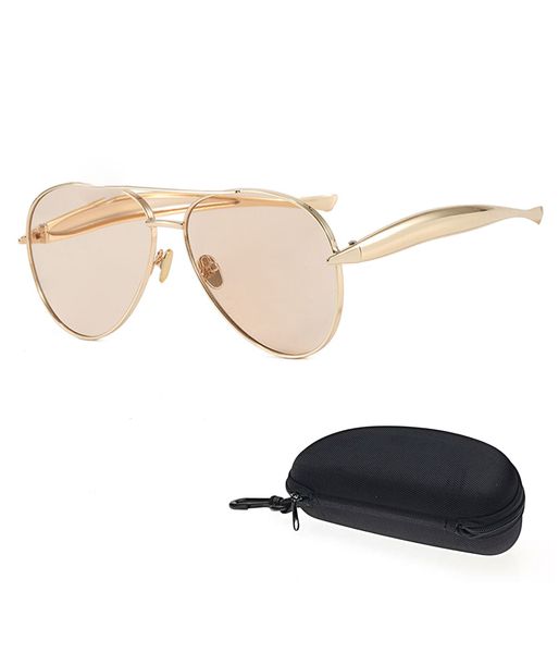 Retro Gold Aviator Sunglasses Metal Oversized Sunglasses with Box
