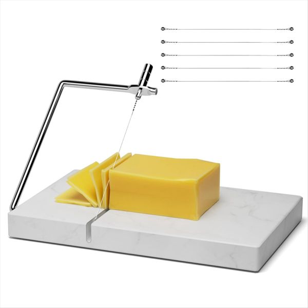 Cheese Slicer Cutter with 5 Cutting Wire Marble Board