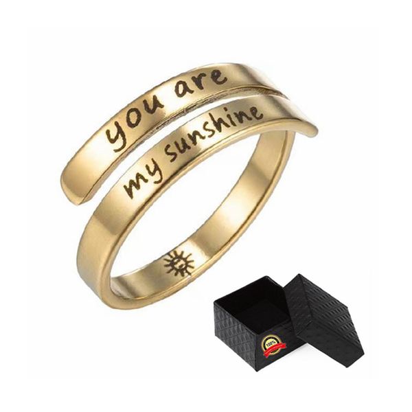 Favorable impression Stainless Steel Your are my sunshine Gold Ring