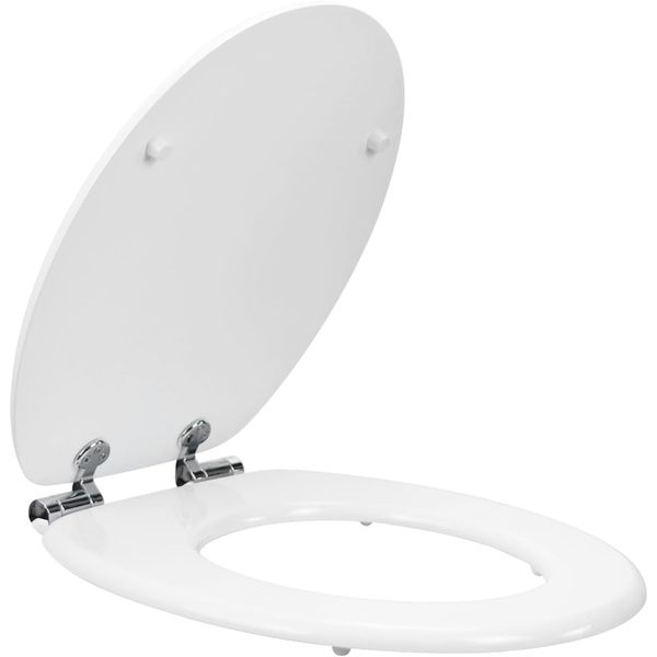 Toilet Seat Wood Toilet Seat Prevent Shifting with Zinc Alloy Hinges White