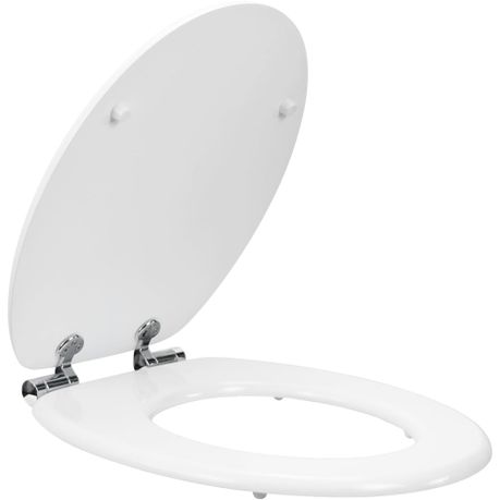 Toilet Seat Wood Toilet Seat Prevent Shifting with Zinc Alloy Hinges White Image
