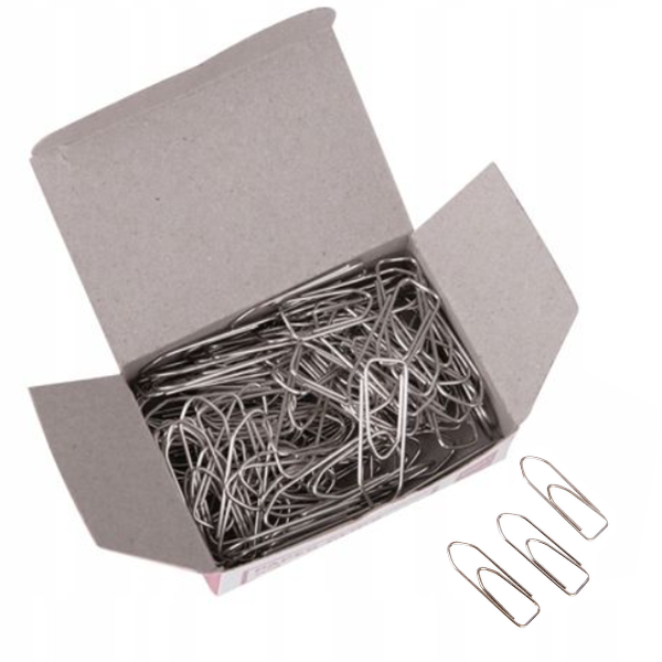 Silver Colour Steel Paper Clips - Pack 100 Pieces