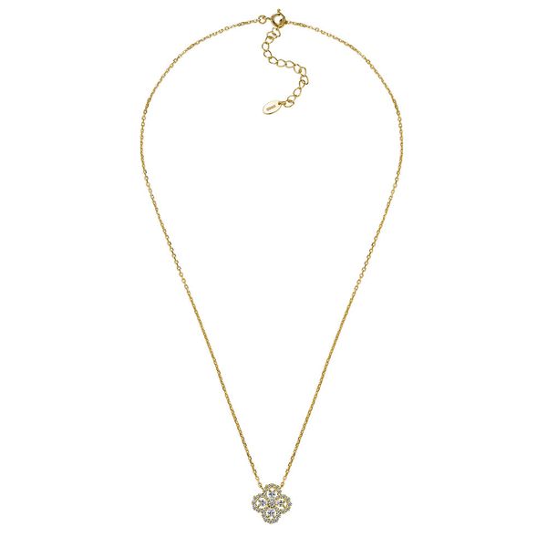 ZELTRYN S925 Silver Moissanite Four Leaf Clover Necklace 0.48 Carat