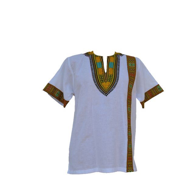 Linen Dashiki Embroidered Shirt - White