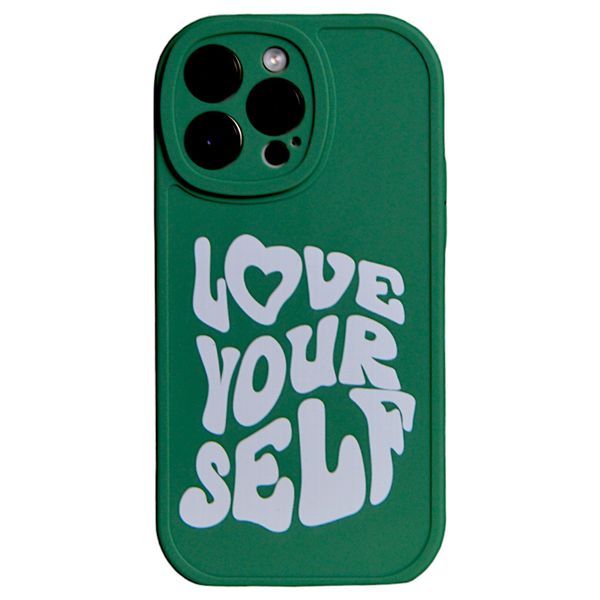 Green - Phone Case with Love Yourself - Iphone 15 Pro