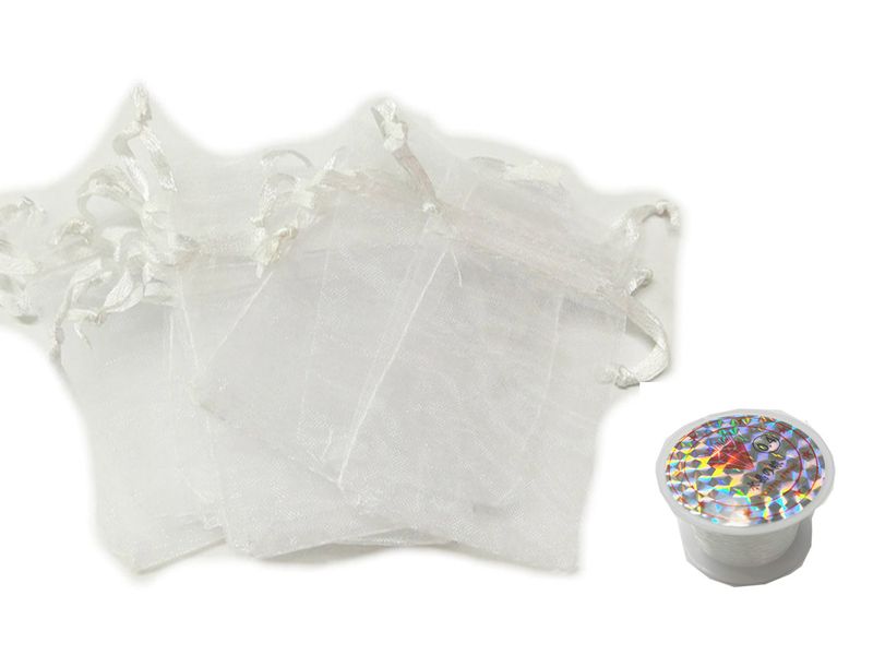 Bulk Gift Bag - 50pcs - White - 12by 17cm - Organza Gut
