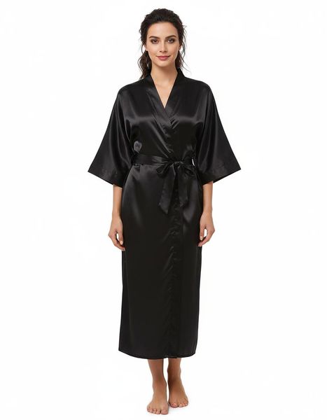 Women's Long Satin Robe for Bride &amp; Bridesmaids Wedding Party Sleepwear
