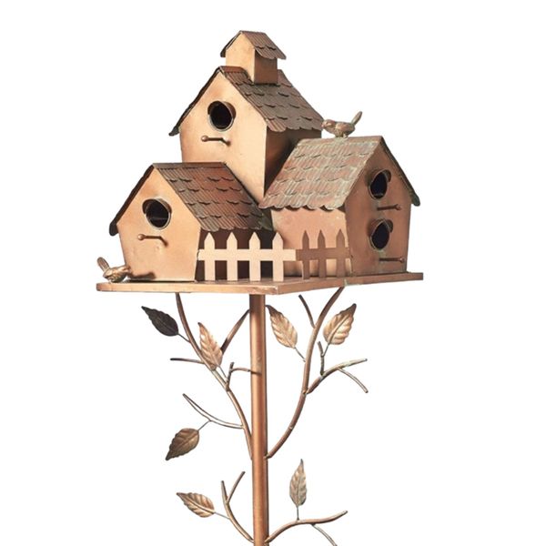 Pet Bird House Garden Outdoor Metal Bird House with Pole