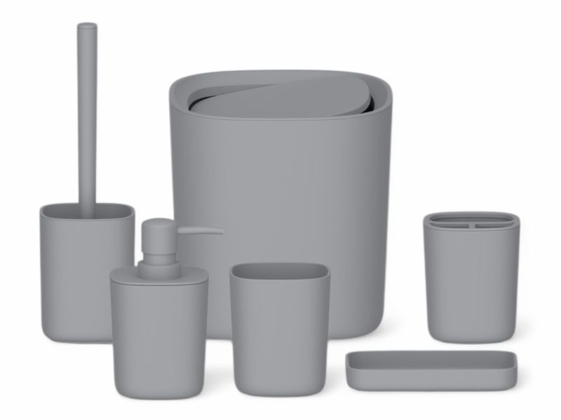 6 Piece Luxury Grey Bathroom Accessory Set