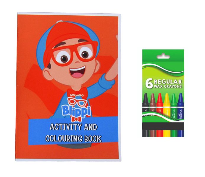 Blippi Activity and Colouring Book A5 plus 6 Wax Crayons - Set of 5