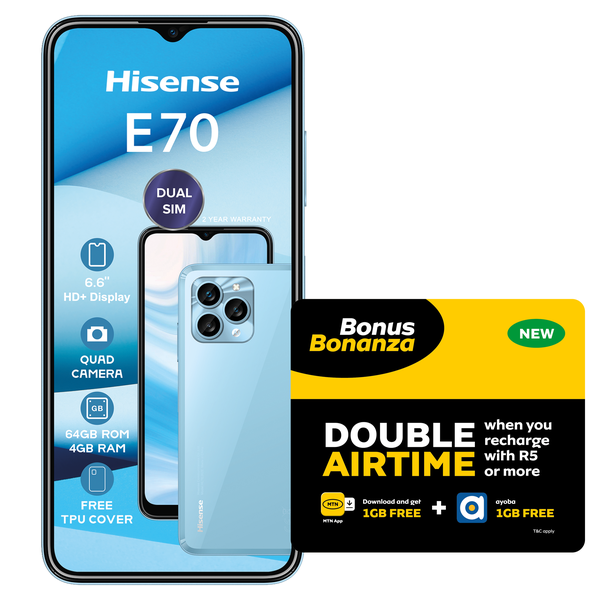 Hisense E70 64GB LTE Dual Sim - Blue + MTN SIM KIT &amp; LTE Device Promotion