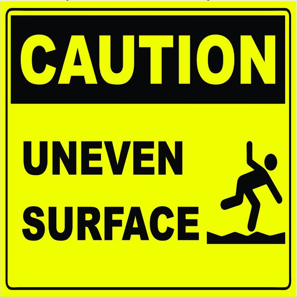 Caution Uneven Surface 29x29cm Sign-2 Pack.