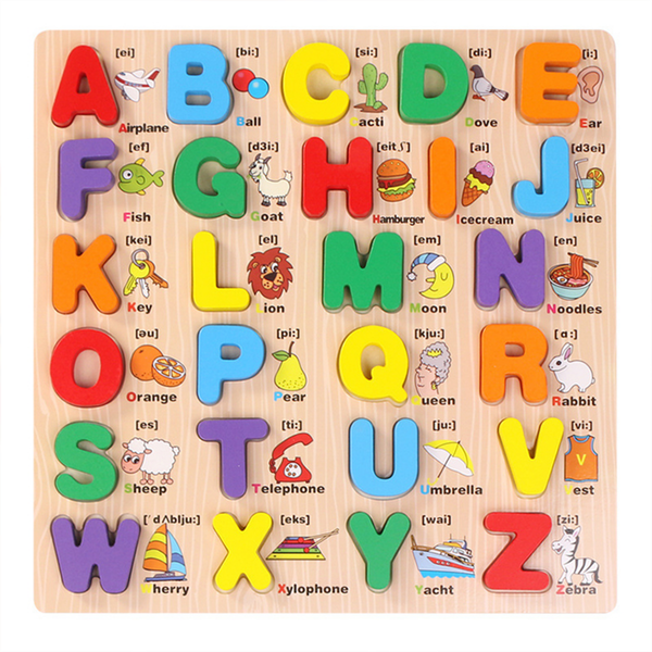 Upper Case Wooden Alphabet Puzzle - Multicolor