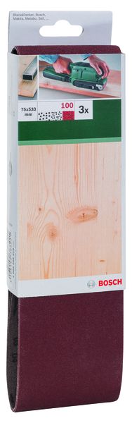 Sanding Bel Red Quality for Belt Sanders, 75 X 533mm, 100, 3 Piece
