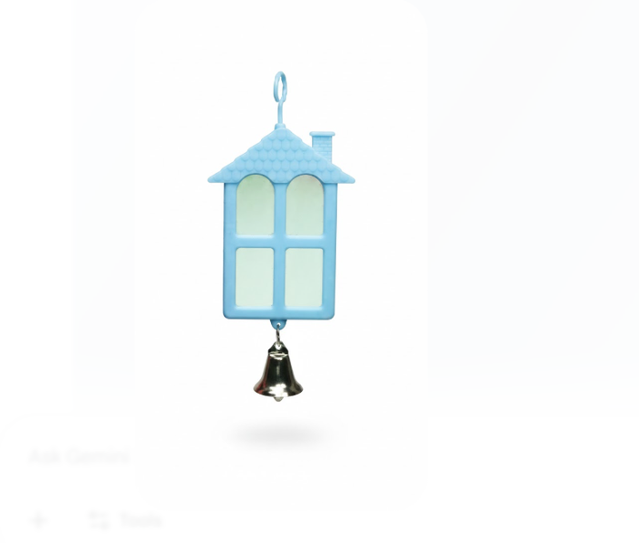 2 Sided Bird House Shape Mirror With 2 Bells x 2