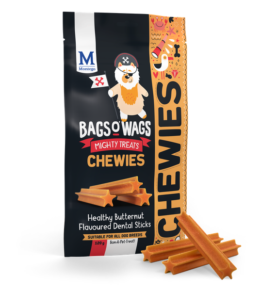 Montego Bags O' Wags - Chewies Butternut Dental Sticks 120 g (Pack of 10)