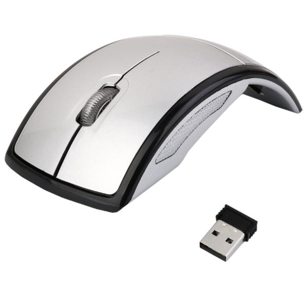 SW-987 - Elegant Foldable Wireless Mouse With Plug-and-Play Setup - Silver