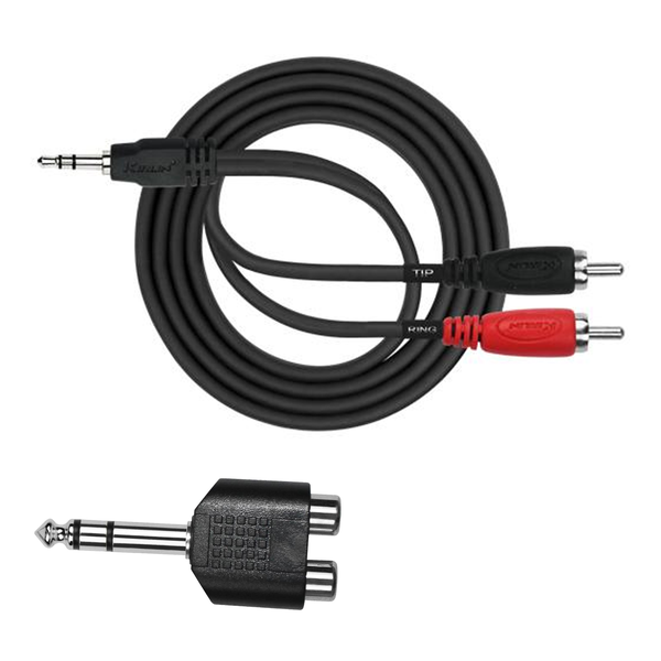 2m Y-Cable 3.5mm Stereo Mini Jack Plug to 2RCA plus 6.3mm to 2RCA Adapter