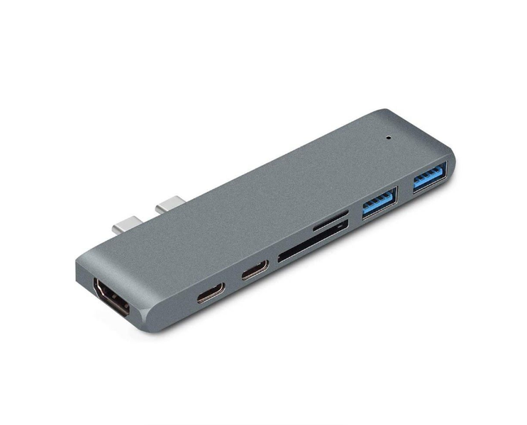 7-in-2 Aluminium Dual USB Type-C Hub Adapter for MacBook Pro/Air MLx1