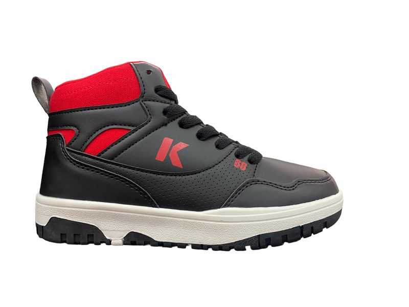 K Star 7 - NB68 Junior/Boys Bkack/Red Hi-Top Sneakers