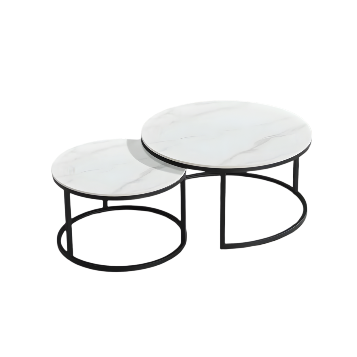 2 Pieces Nesting Marble Top Round Stacking Coffee Side Table Shop