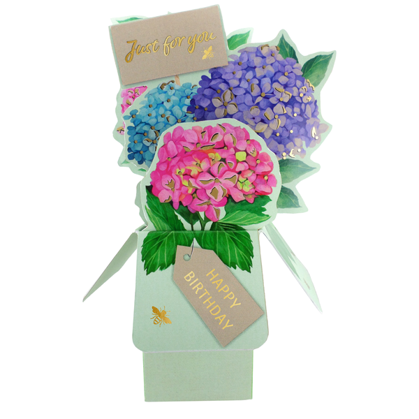 3D Pop-up Clever Cubes Birthday card - Hydrangeas