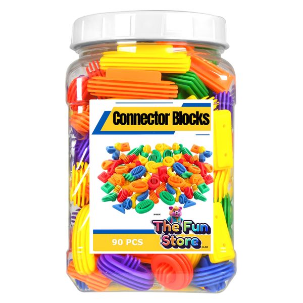 90 Piece Connector Blocks Colorful Building Interlocking Set Toys for Kids