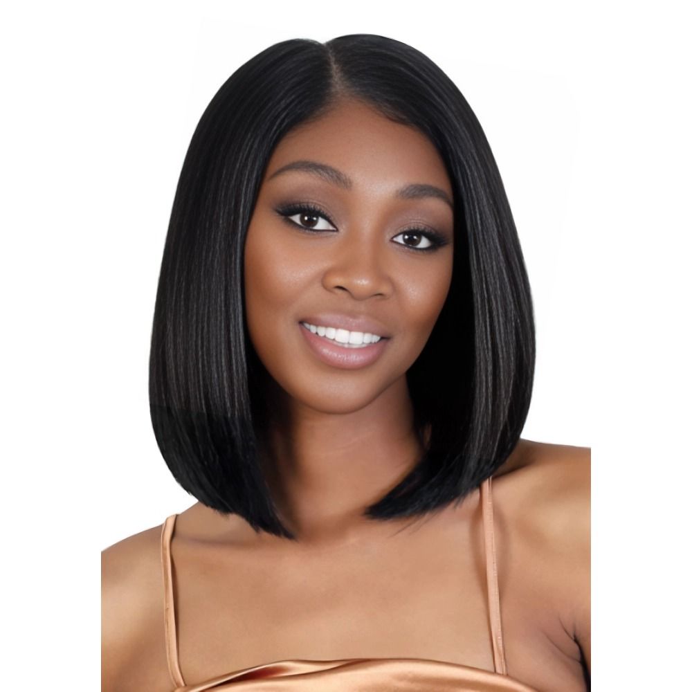 12" Brazilian Human Hair Lace Front Bob - Sleek Straight Party Wig