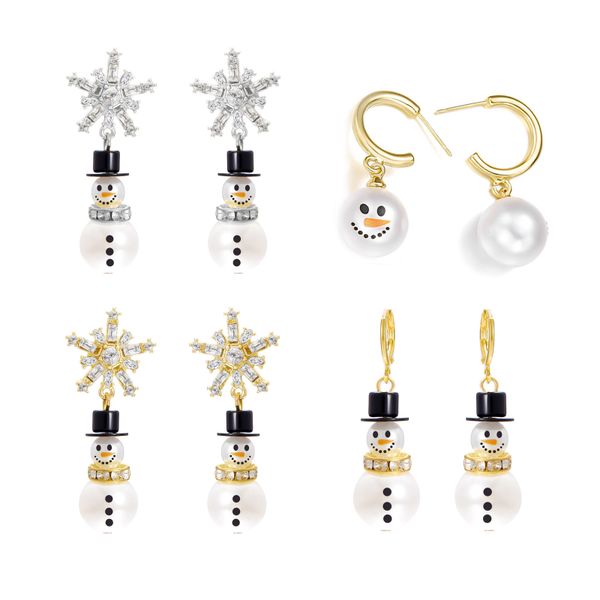 Christmas Earrings Set 4pcs Alloy Jewelry Featuring Snowflake