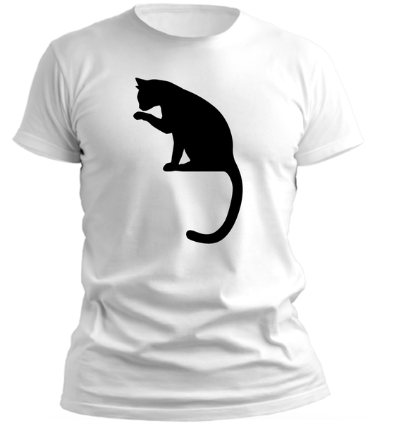 PepperSt Men's White T-Shirt - Black Cat Licking