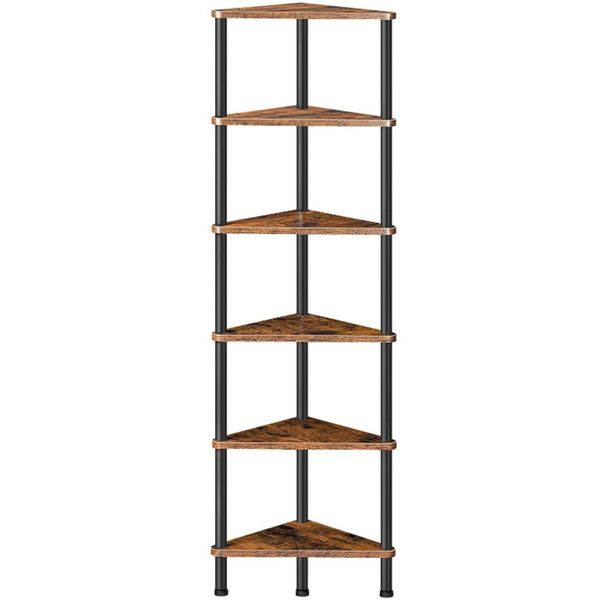 6 Tier Corner Shelf Bookshelf Tall Standing Shelf Plant Display Shelf