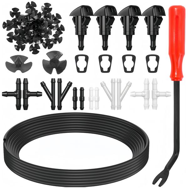 52-In-1 Windscreen Washer Nozzle Kit with 4-Meter Hose and Screwdriver
