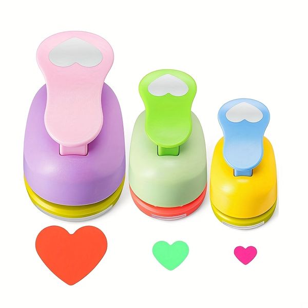 3 Pieces Heart Paper Punch for DIY Project Scrapbooking Card Making