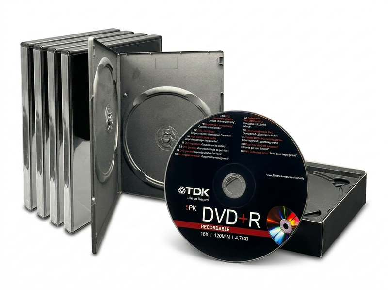 TDK DVD+R Recordable Discs 4.7GB 16X 120min with FREE DVD Cases - 5 Pack