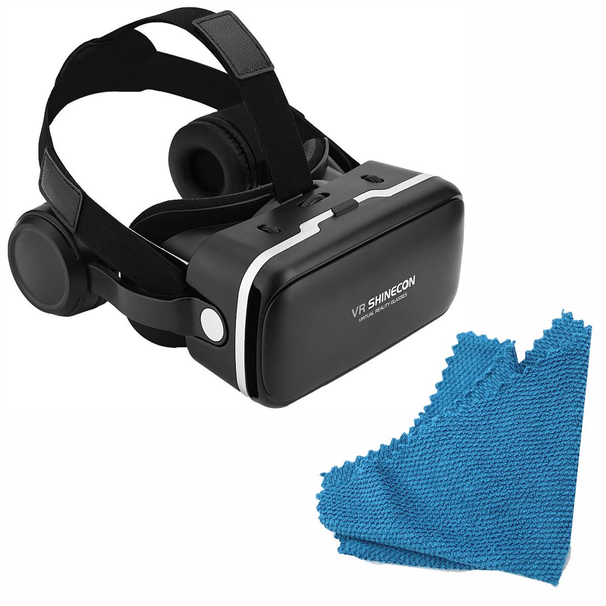 Virtual Reality VR Glasses & Built In Headphones & Clean Microfiber