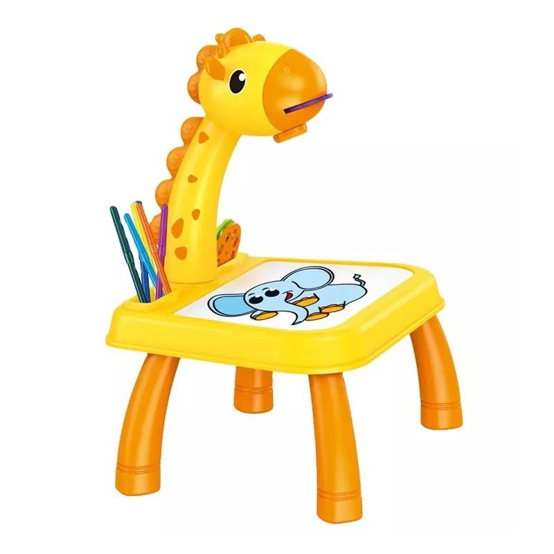 Kids Giraffe Design Mini Projector Drawing Table Toy Yellow Shop