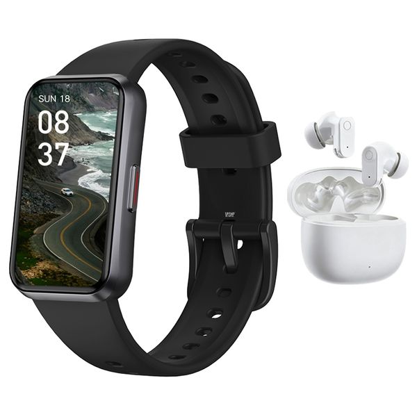 Black GPS Smartwatch &amp; Wireless Earphones - Gift,Active Lifestyle Tracker