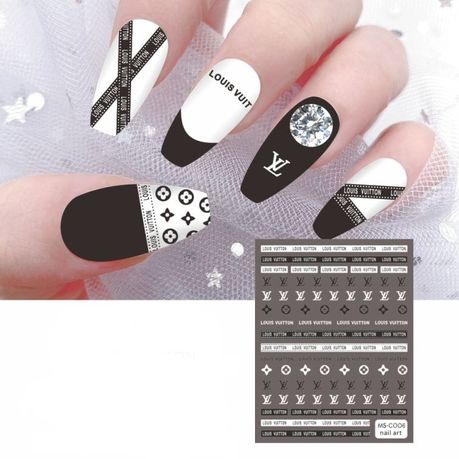 Louis Vuitton Black Nail Art Stickers