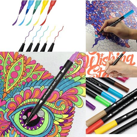 TBC The Best Crafts Dual Tip Brush Pens, 24 Colors Marker Pens,Watercolor  Brush Pens with Fine Point, Brush Markers for Kid Adult Coloring, Drawing,  Doodling, Calligraphy 