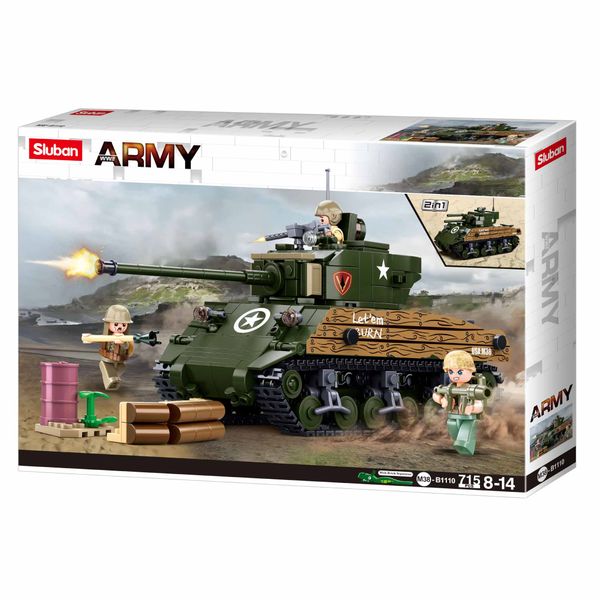 Sluban Building Set: WWII M4A3(76W) Medium Tank - 715 Pieces