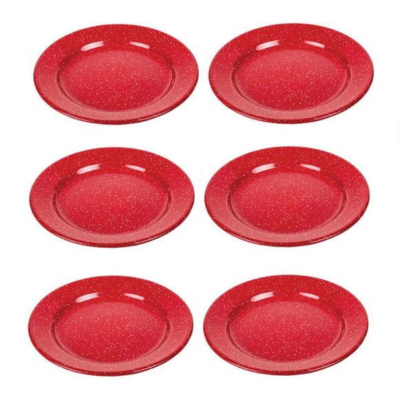 Red Enamel Dinner Plates 22cm (Set of 6)