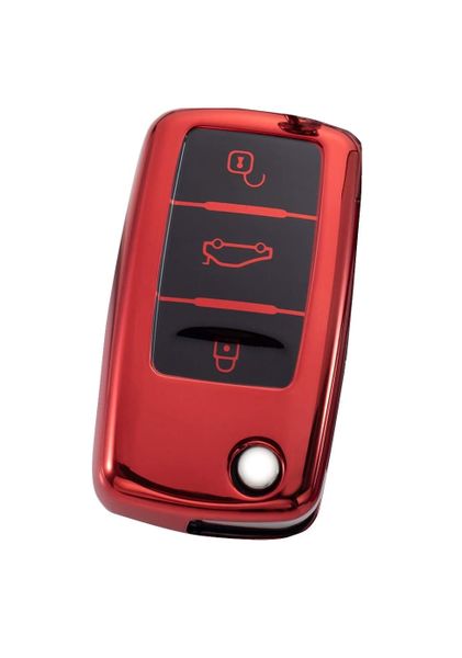 Key Cover With Key Chain For VW Vehicle - Red