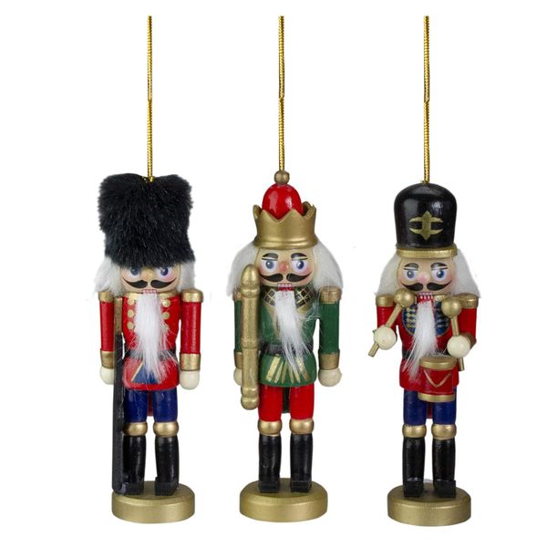 Christmas Tree Decorations - Wooden Nutcracker Soldiers (3 Piece)