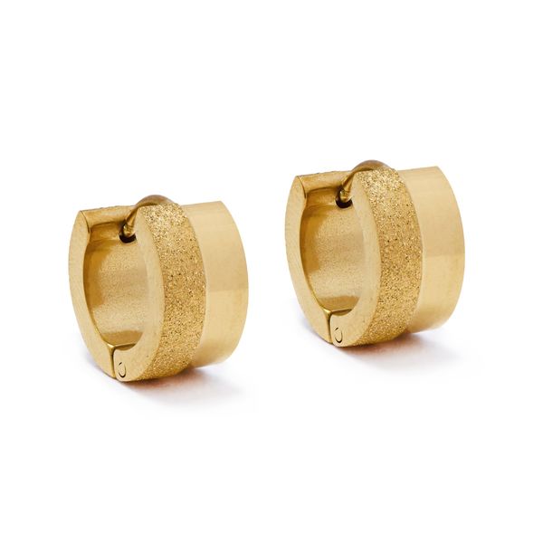 Xcalibur Stainless Steel Half Textured Huggie Earrings