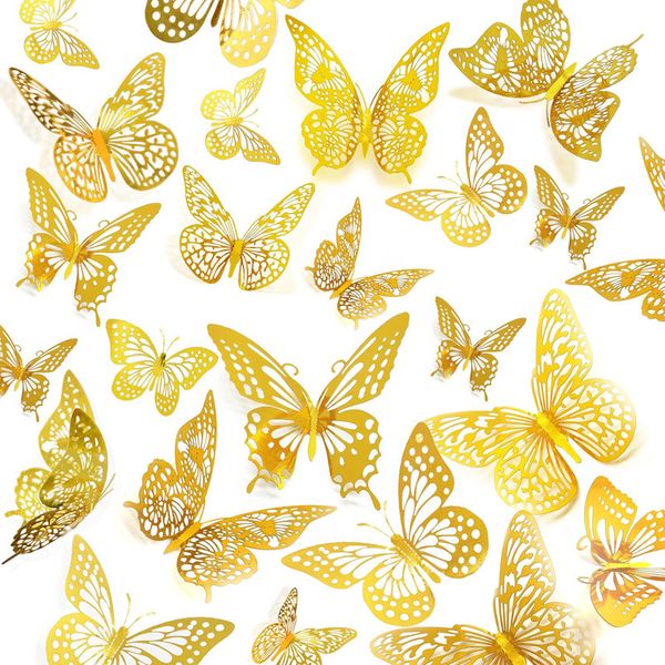3D Butterfly Wall Sticker Wedding Birthday Festive Home Decoration - 72 PCS