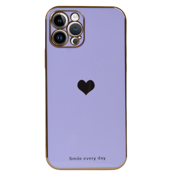 High Quality Gold Heart Print Phone Case for iPhone 12 Pro - White