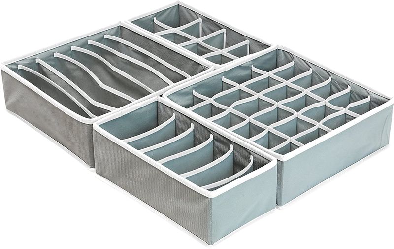 Grey Foldable Closet Underwear Organizer ( 4 Piece Set)
