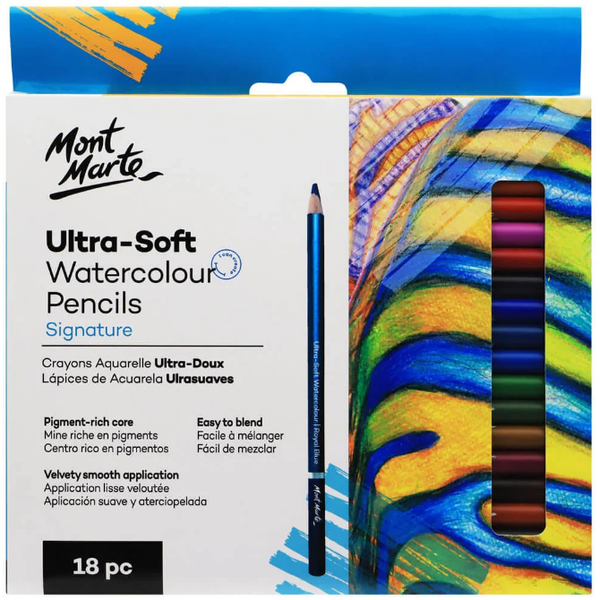 Mont Marte Ultra Soft Watercolour Pencil Set 18PC